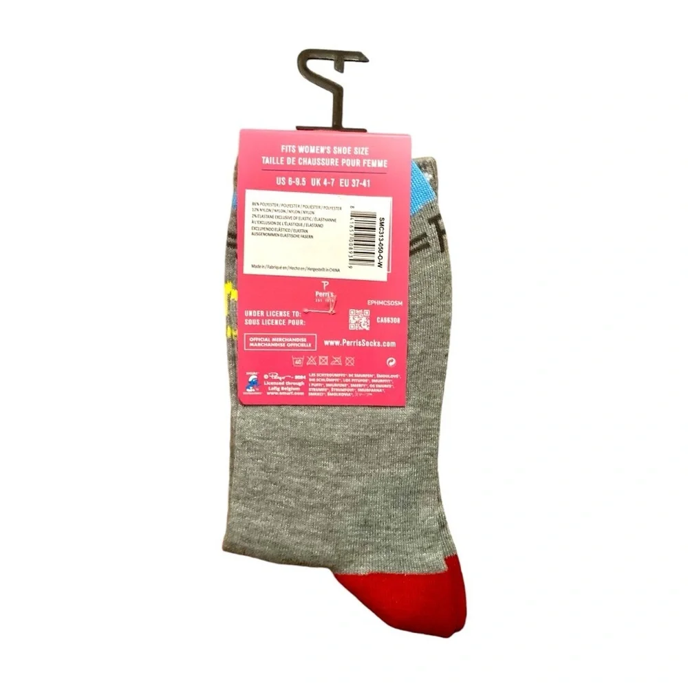 The Smurfs Novelty Crew Socks Grey NWT